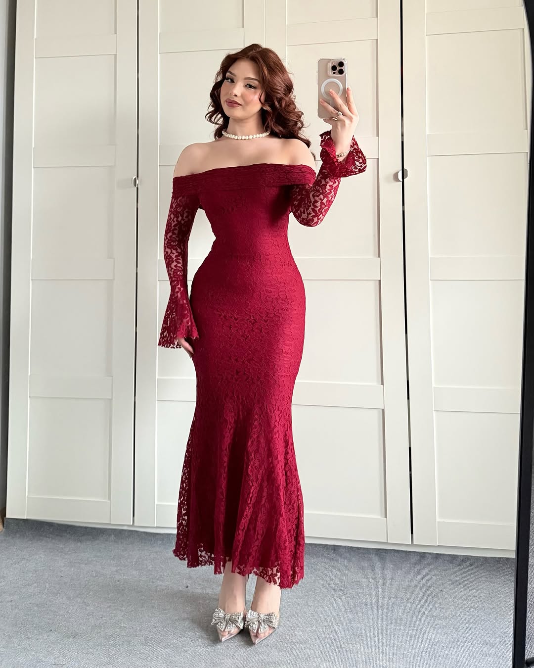 Lacy burgundy dress