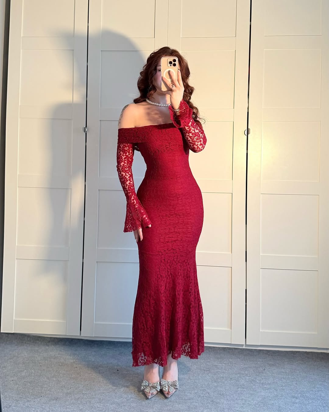 Lacy burgundy dress