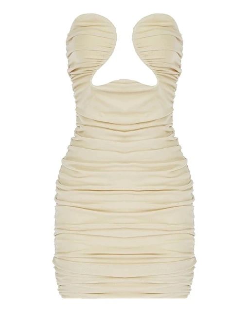 Bandeau Ruched Cup Detail Mini Dress