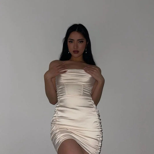 Strapless Satin Bodycon