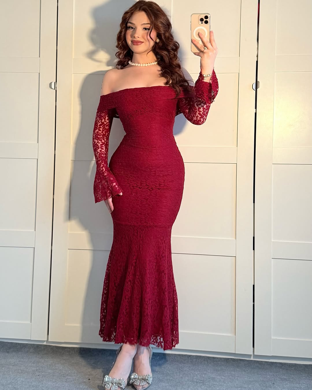 Lacy burgundy dress