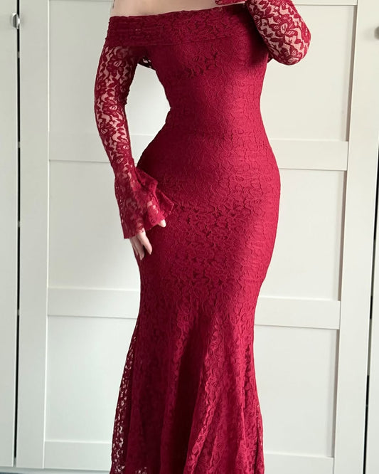 Lacy burgundy dress