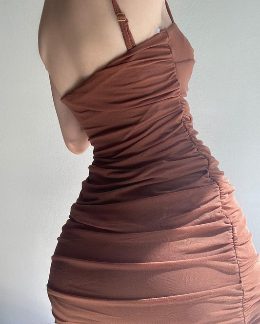 Brown cut out dress