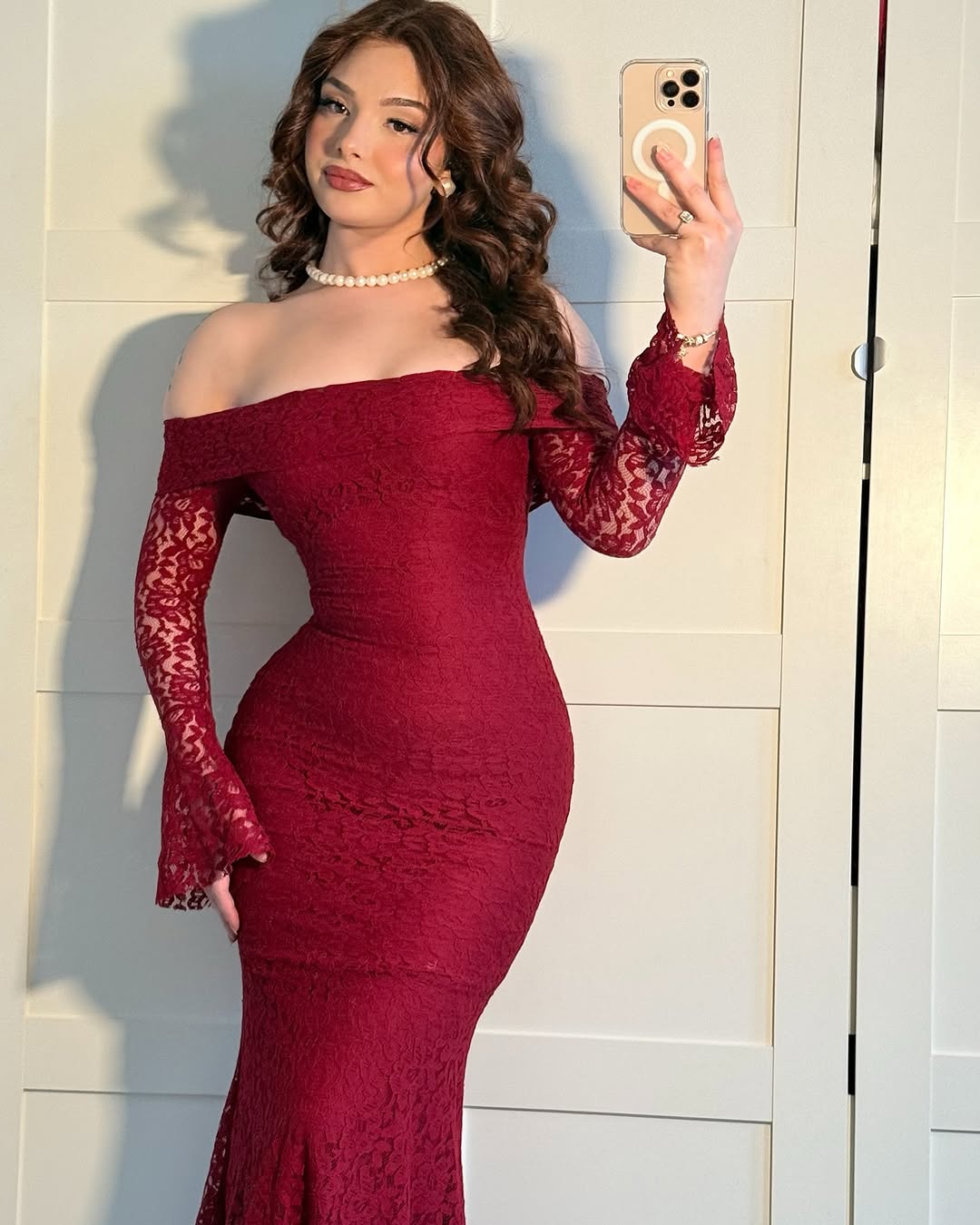 Lacy burgundy dress