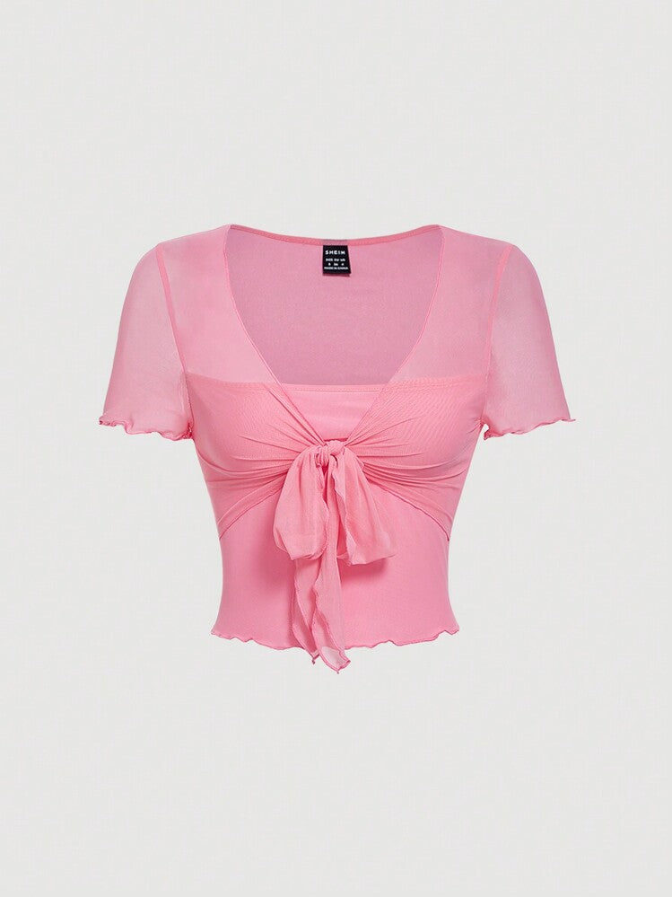 Joe tie up top in baby pink