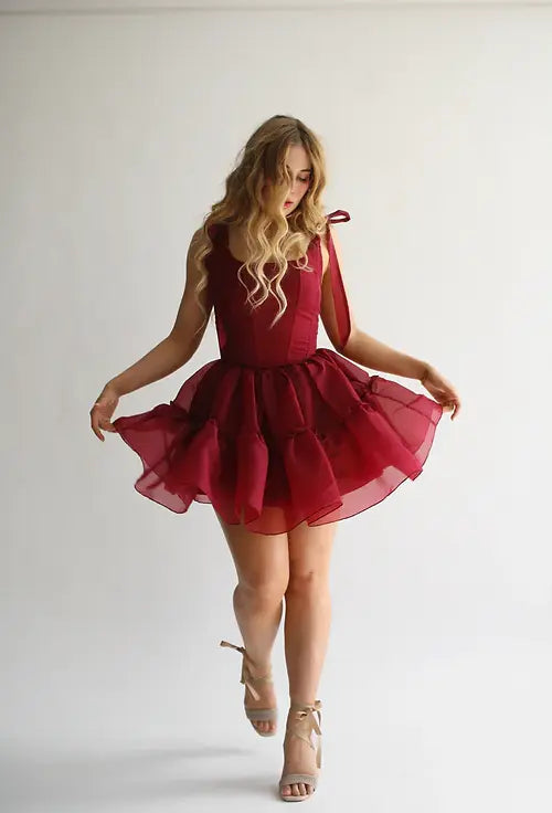 Siena mini dress- in scarlet red