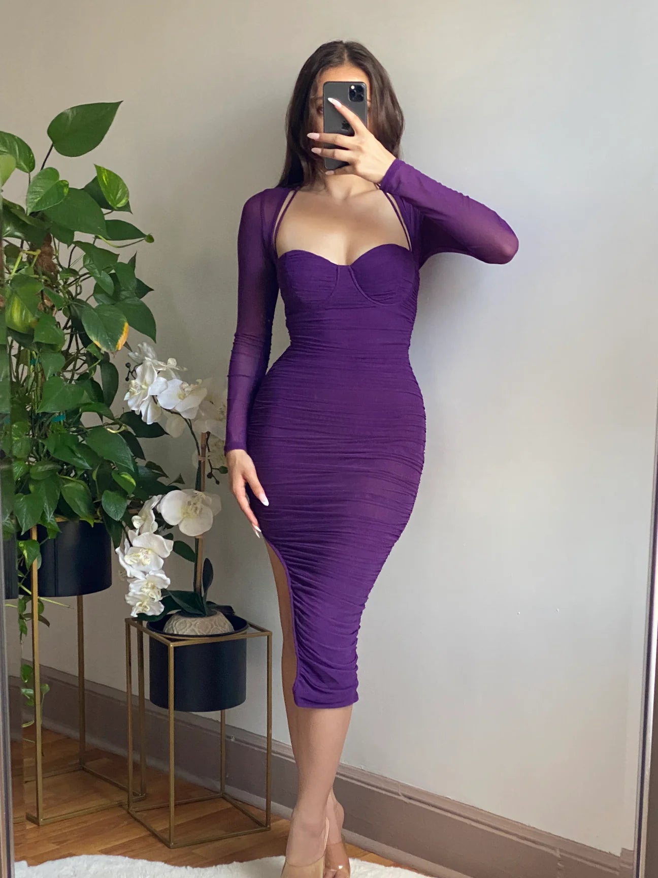 Purple midi dress