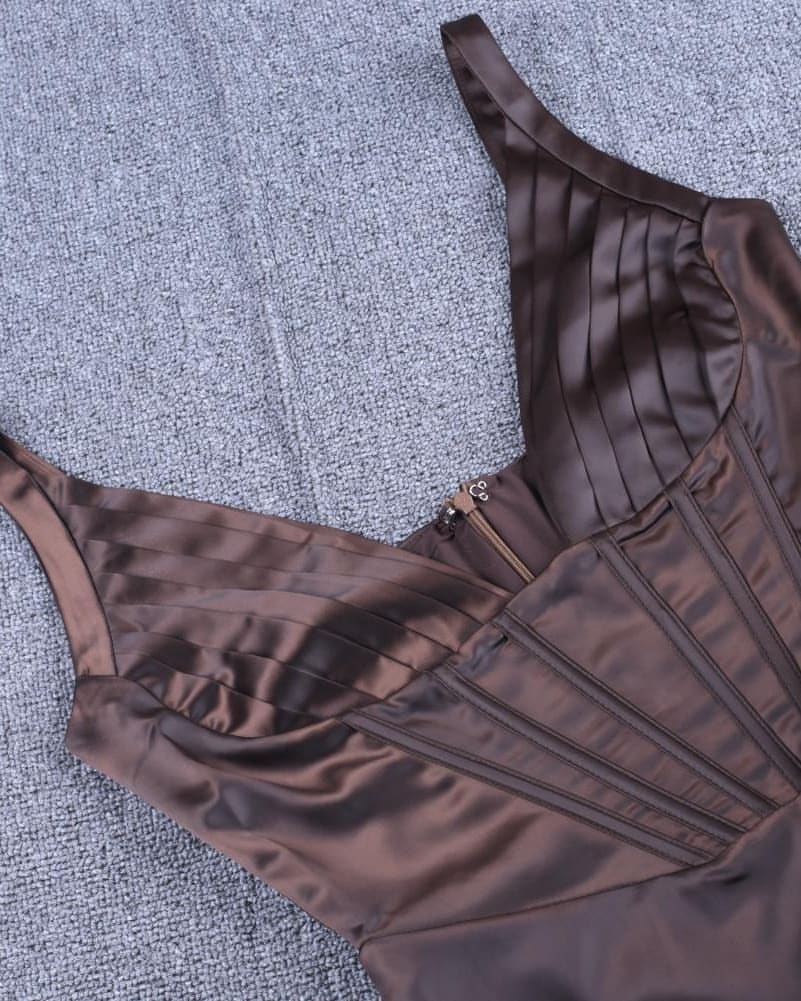 Brown satin corset dress