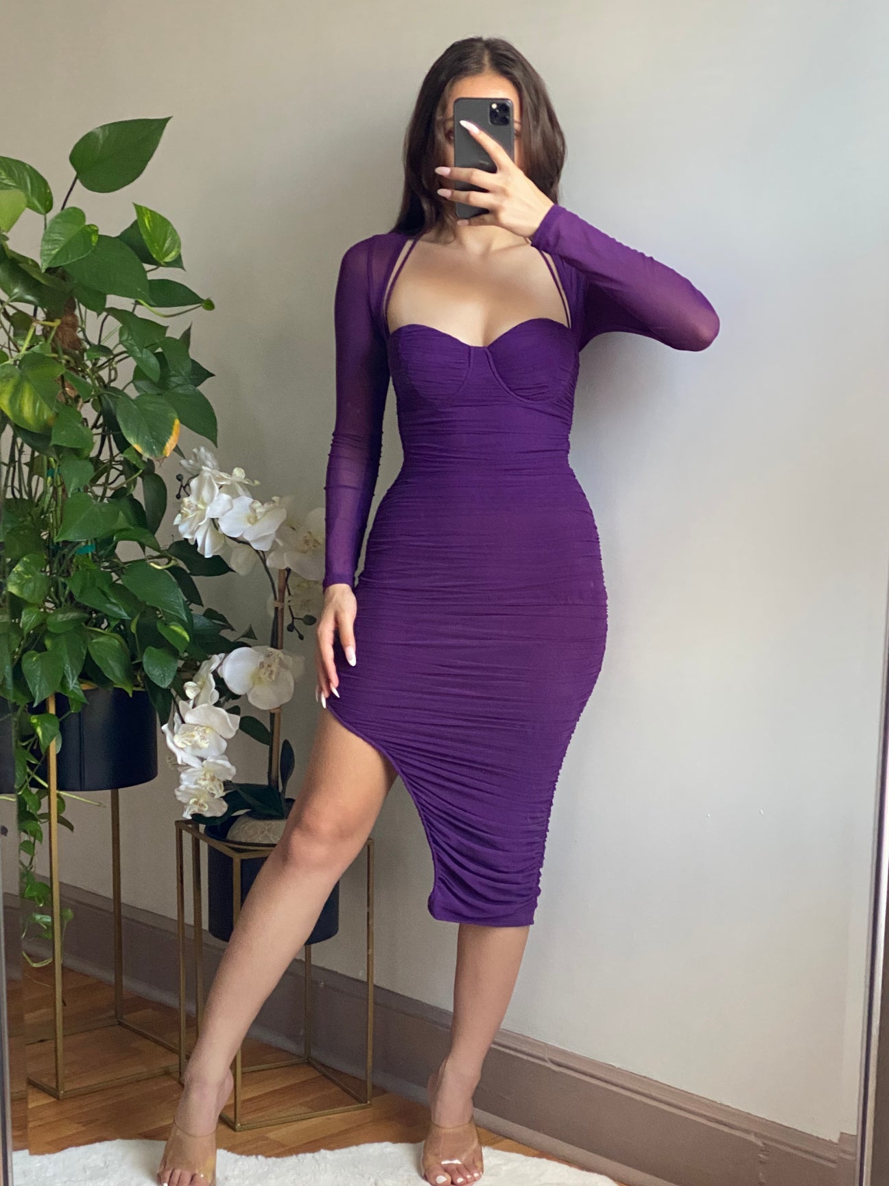 Purple midi dress