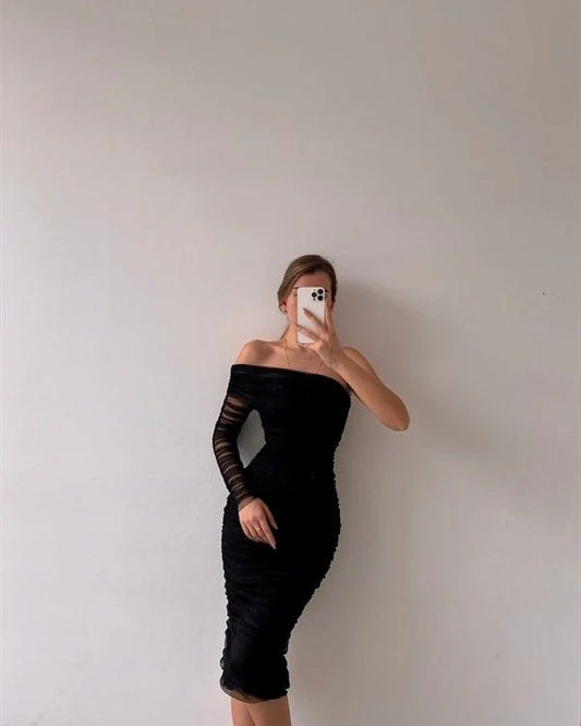 One shoulder-black