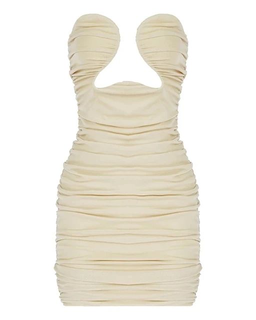 Bandeau Ruched Cup Detail Mini Dress