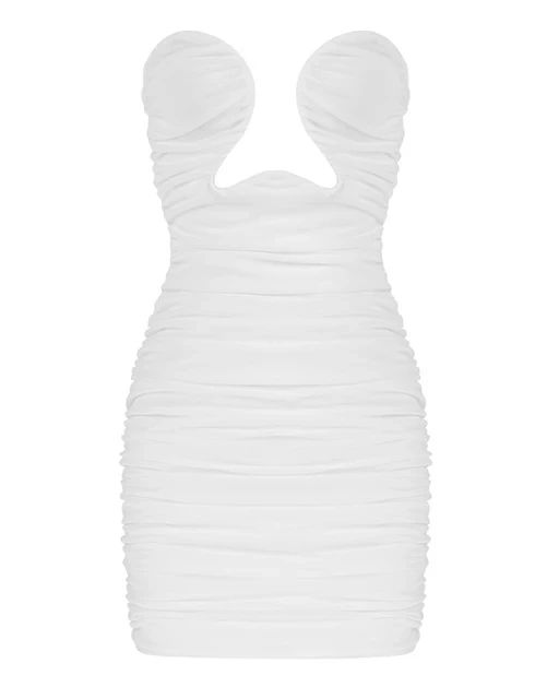 Bandeau Ruched Cup Detail Mini Dress