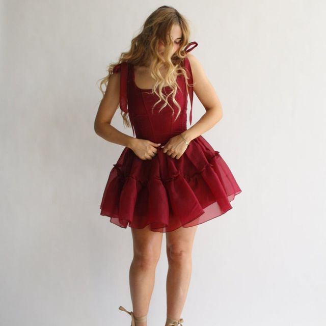 Siena mini dress- in scarlet red