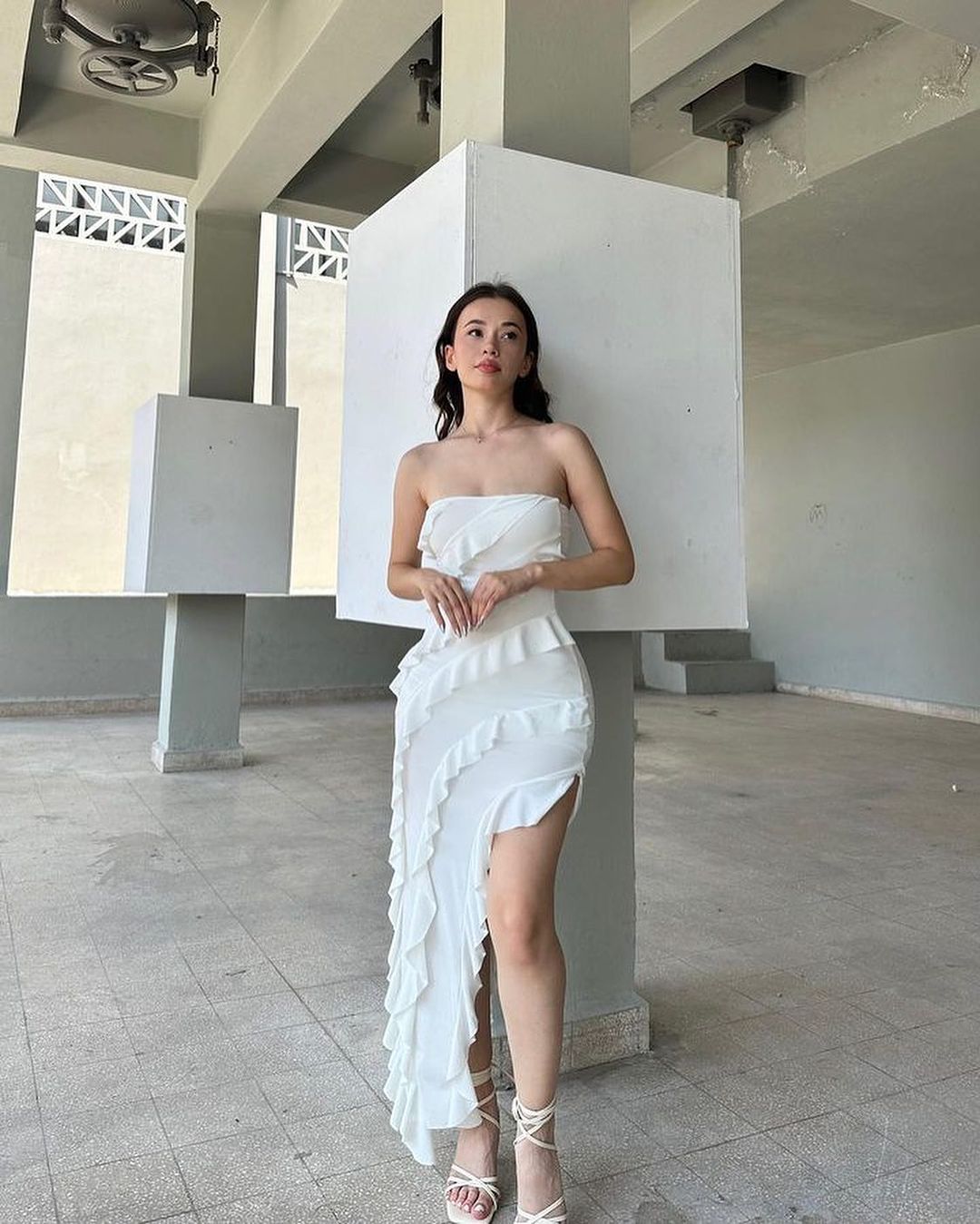 White Ruffle Dress