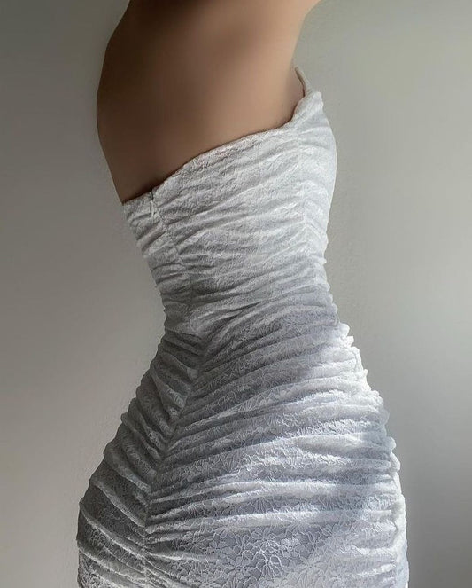 White Textured Corset Mini Dress