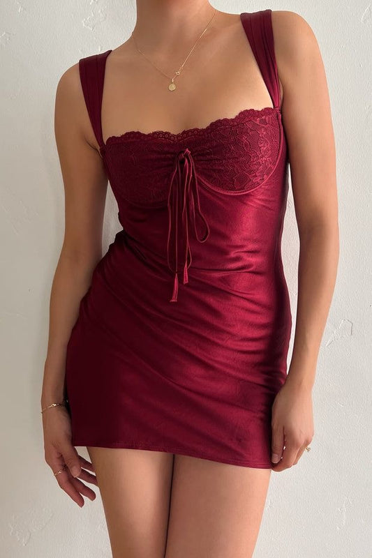 Liena mini dress- cherry red