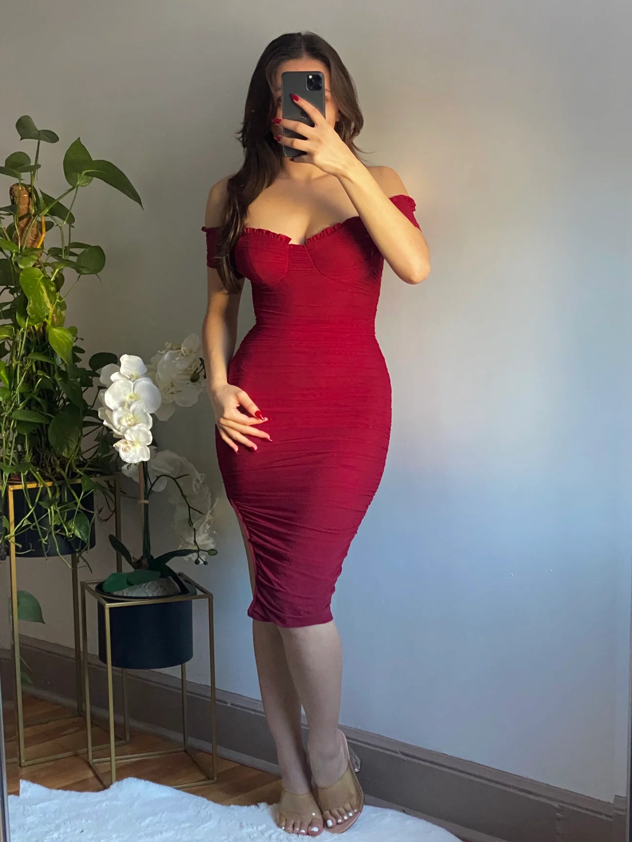 Tiffany midi dress - burgundy