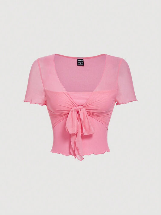 Joe tie up top in baby pink