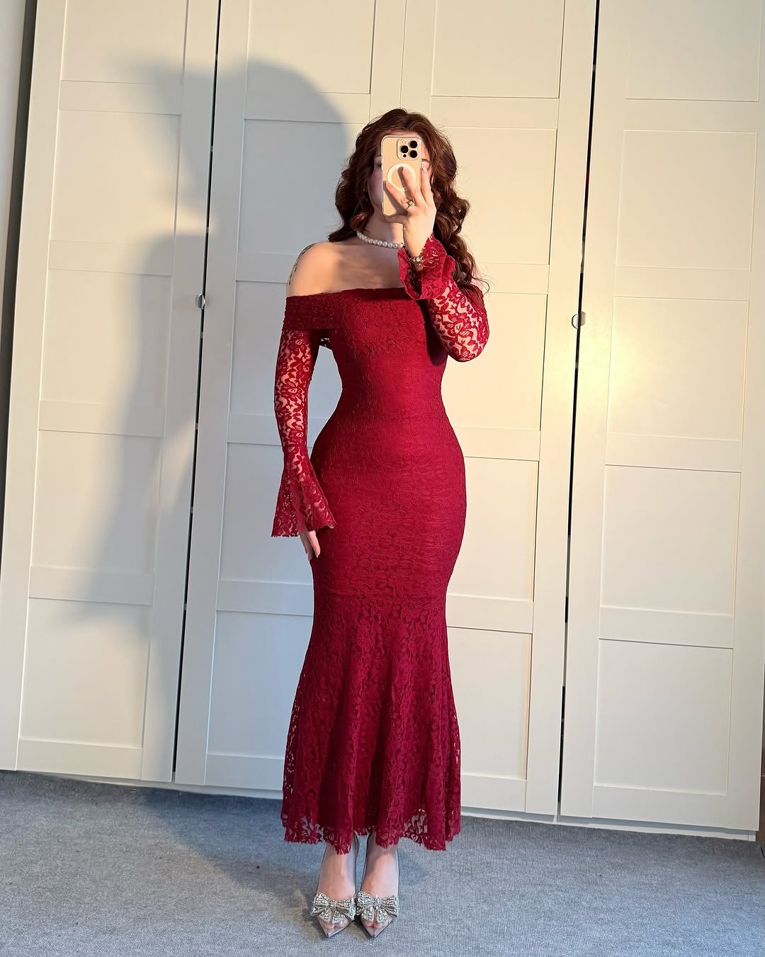 Lacy burgundy dress