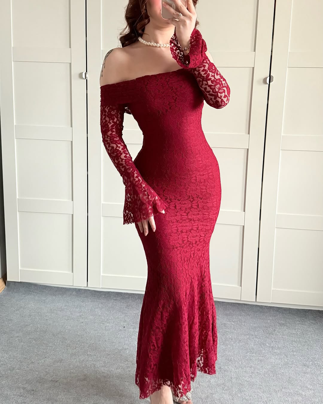 Lacy burgundy dress