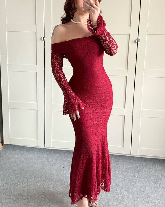 Lacy burgundy dress